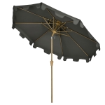 Outsunny 9' Patio Umbrella with Push Button Tilt and Crank, Double Top Ruffled Outdoor Market Table Umbrella with 8 Ribs, for Garden, Deck, Pool, Gray