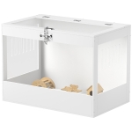 PawHut Hamster Cage with Openable Top & Lock, Hut, Transparent Acrylic Panels, Accessories, for Dwarf Hamster Gerbil, White