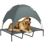 PawHut Elevated Dog Bed with Canopy, Portable Raised Dog Cot for XL Sized Dogs, Indoor & Outdoor, 48" x 36" x 43", Grey