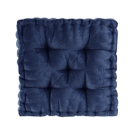 Textured Chenille Square Floor Pillow Cushion with Tufted Detailing, Scalloped Edge, Hypoallergenic 100% Polyester, 20" L x 20" W x 5" H", Navy
