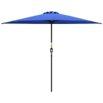 Outsunny 9ft Half Round Umbrella Outdoor Patio Garden Balcony Parasol Window Sun Shade w/ 5 Ribs, Deep Blue