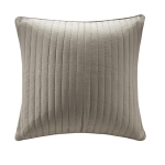 Embroidered Cotton Quilted Euro Sham with Hidden Zipper, Machine Washable Farmhouse Style Pillow Cover, 26" L x 26" W x 0.25" H, Taupe