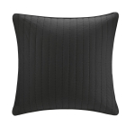 100% Cotton Quilted Euro Sham with Embroidery, Hidden Zipper, Farmhouse Machine Washable Pillowcase, 26" L x 26" W x 0.25" H, Black