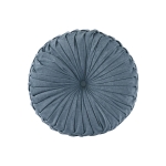 Stylish Poly Chenille Round Floor Pillow Cushion with Textured Fabric, Tufted Button Center, Pleated Detailing, 22" L x 22" W x 6" H, Aqua