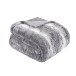Luxurious Oversized Faux Fur Throw Blanket with Faux Mink Reverse, Machine Washable, OEKO-TEX Certified, 70" L x 60" W x 0.25" H, Gray