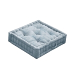 Hypoallergenic Poly Chenille Square Floor Pillow Cushion with Textured Fabric, Tufted Detailing, Scalloped Edge, 24" L x 24" W x 5" H, Aqua