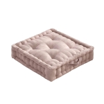 Textured Poly Chenille Square Floor Pillow Cushion with Hypoallergenic Polyester, Tufted Detailing, Scalloped Edge, 24" L x 24" W x 5" H, Blush