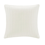 100% Cotton Cover with Embroidery, Hidden Zipper, Cotton Quilted Euro Sham for Living Room, Bedroom, 26" L x 26" W x 0.25" H, White