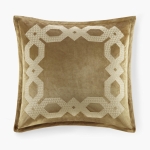 Geometric Velvet European Pillow Sham with Metallic Embroidery, Hidden Zipper Closure, OEKO-TEX Certified, 26" L x 26" W x 0.13" H, Gold