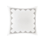 Cotton Embroidered Euro Sham with Antimicrobial Treatment, Hidden Zipper, Pillow Cover with Geometric Design , 26" L x 26" W x 0.13" H, White