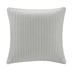 100% Cotton Cover with All-Over Embroidery, Hidden Zipper Closure, Cotton Quilted Euro Sham for Home Decor, 26" L x 26" W x 0.25" H, Gray
