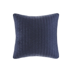 Machine Washable Cotton Quilted Euro Sham with Hidden Zipper, Embroidered Pillow Cover for Home Decor, 26" L x 26" W x 0.25" H, Navy