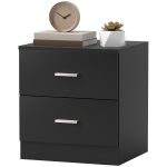 HOMCOM Bedside Table with 2 Drawers, Modern Nightstand for Bedroom, Black