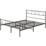 HOMCOM Metal Queen Platform Bed Frame with Headboard, Steel Slat Support, Underbed Storage, No Box Spring Needed, Easy Assembly