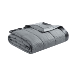 Hypoallergenic Oversized Down Alternative Blanket with Satin Trim, Embossed Texture, for Full and Queen Beds, 96" L x 90" W x 0.25" H, Charcoal