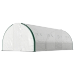 Outsunny Tunnel Greenhouse Walk-in Plant Warm House with 2 Hinged Doors, 8 Mesh Windows, 20' x 10' x 6.6', White