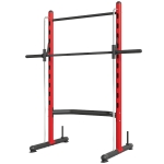 Soozier Squat Rack with Pull Up Bar and Barbell Bar Adjustable Bench Press Multi-Function Weight Lifting Half Rack Red
