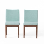 Set of 2 Scandinavian Dining Chairs with Rubberwood Legs, Walnut Finish, Upholstered Chairs for Dining Room, 17.5" L x 23.5" W x 33" H, Mint