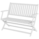 Outsunny 2-Person Foldable Wood Outdoor Bench with Backrest and Armrests for Garden, Porch, Park, Balcony, White