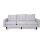INMAX 3-Seater Sofa with Button Tufted Waffle Stitch and Rubberwood Legs, for Bedroom or Livingroom, Grey