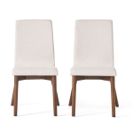 Set of 2 Scandinavian Dining Chairs with Solid Rubberwood Legs, High Back, Contemporary Fabric Side Chairs, 20" L x 21.5" W x 35.5" H, Beige