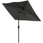 Outsunny 6.5' x 10' Rectangular Outdoor Patio Table Market Umbrella with Crank and Push Button Tilt, Dark Gray