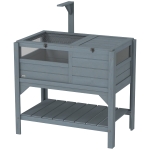 PawHut Tortoise Habitat with Shelf Storage Tortoise Gift Accessory with Weather Protection for Indoor, Gray