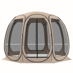 Outsunny 11' x 11.5' Screen Tent, Pop Up Camping Gazebo with Portable Carry Bag and 2 Doors, Beige