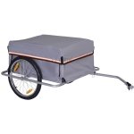 Aosom Bicycle Cargo Trailer Cart Carrier Garden Use w/ Quick Release, Cover, Grey