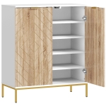 HOMCOM Shoe Storage Cabinet for 15 Pairs, Freestanding Shoe Cabinet with Doors and Adjustable Shelves for Hallway, White