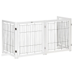 PawHut Wooden Dog Gate for Small & Medium Dogs 4 Panel w/ Support Feet Foldable Pet Fence for House Doorway White