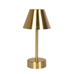 Rechargeable LED Table Lamp with Touch Switch, Plated Brass Finish, Nightstand Lamp for Bedroom, 5" L x 5" W x 10.5" H, Antique Brass+Gold
