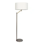 Serene Brushed Nickel Floor Lamp with Rotary Switch, Metal Base, White Linen Shade, 20" L x 20" W x 61" H, White