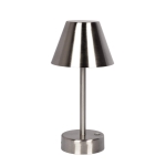 Elegance Rechargeable LED Table Lamp with Touch Switch, Brushed Nickel Finish, Metal Construction, 5" L x 5" W x 10.5" H, Brushed Nickel+Silver