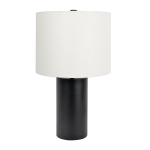 Table Lamp with On/Off Switch, Block Base, Elegant Shade, Perfect for Bedroom, Study, Living Room, 11" L x 19" W x 11" H, Black+White