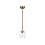 Single Pendant Chain Hanging Light with Clear Glass Shade, Satin Brass Finish, Ideal for Dining Room, Foyer, 5" L x 5" W x 7.5" H, Clear+Gold