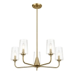 Dazzle Five-Light Chandelier with Clear Seeded Glass, Satin Brass Finish, Elegant and Sophisticated Design, 26.5" L x 26.5" W x 11" H, Clear+Gold
