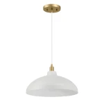 Pendant Lamp with Astral Single Light, Brass Finish for Entrance or Kitchen Island, 14" L x 14" W x 8" H, Gold+White