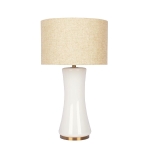Cascade Glass Table Lamp with Golden Base, Off-White Glass Shade, Elegant Design, 14" L x 14" W x 24.5" H, Gold+White