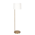 Zenith Offset Brass Base Floor Lamp with Drum-Shaped Linen Shade, Elegant Living Room Lighting, 16" L x 16" W x 61" H, Gold+White