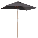 Outsunny 6.6x5ft Square Market Parasol, Wooden Patio Umbrella with Tilt Mechanism and 6 Bamboo Ribs, Garden Sunshade, Dark Grey