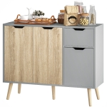 HOMCOM 35" Sideboard Storage Cabinet with Drawer, Grey and Nature Wood