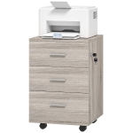 Vinsetto Mobile Filing Cabinet with Wheels, 3 Drawer File Cabinet with Lock and Keys for Home Office, Grey Wood Grain