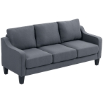 HOMCOM 3 Seater Sofa, Modern Couch with Pocket Spring, Linen Upholstered, Thick Padded, Charcoal Grey