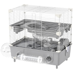 PawHut 2-Tier Hamster Cage with Sand Bathroom, Running Wheel, Water Bottle, Tubes, Accessories, for Dwarf Hamster, Gray
