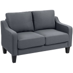 HOMCOM Loveseat Sofa, Modern Couch with Pocket Spring, Linen Upholstered, Thick Padded, Charcoal Grey