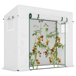 Outsunny 6.6' x 2.5' x 5.5' Patio Hot House, Walk-in Garden Greenhouse with Steel Frame, Door, Window for Balcony, Patio, White