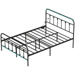 HOMCOM Full Bed Frame with LED Lights and Charging Station, Metal Platform Bed Frame with Under Bed Storage, Black