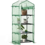 Outsunny Portable Greenhouse, Outdoor Hot House Plant Flower Greenhouse with 4 Tier Shelves, Steel Frame, PE Cover, Dark Green