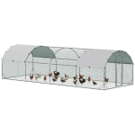 PawHut Large Metal Chicken Coop with Waterproof and Anti-UV Cover for Yard, Outdoor, Duck, Rabbit, 9.2' x 24.9' x 6.5'